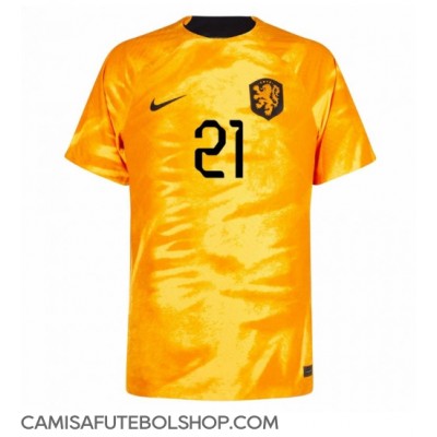 Camisa de time de futebol Holanda Frenkie de Jong #21 Replicas 1º Equipamento Mundo 2022 Manga Curta